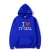 I Love TV Girl T-skjorte Kunst Estetisk Grafisk hettegenser Unisex kvinner Oversized hettegenser Unisex høykvalitets mote hettegensere