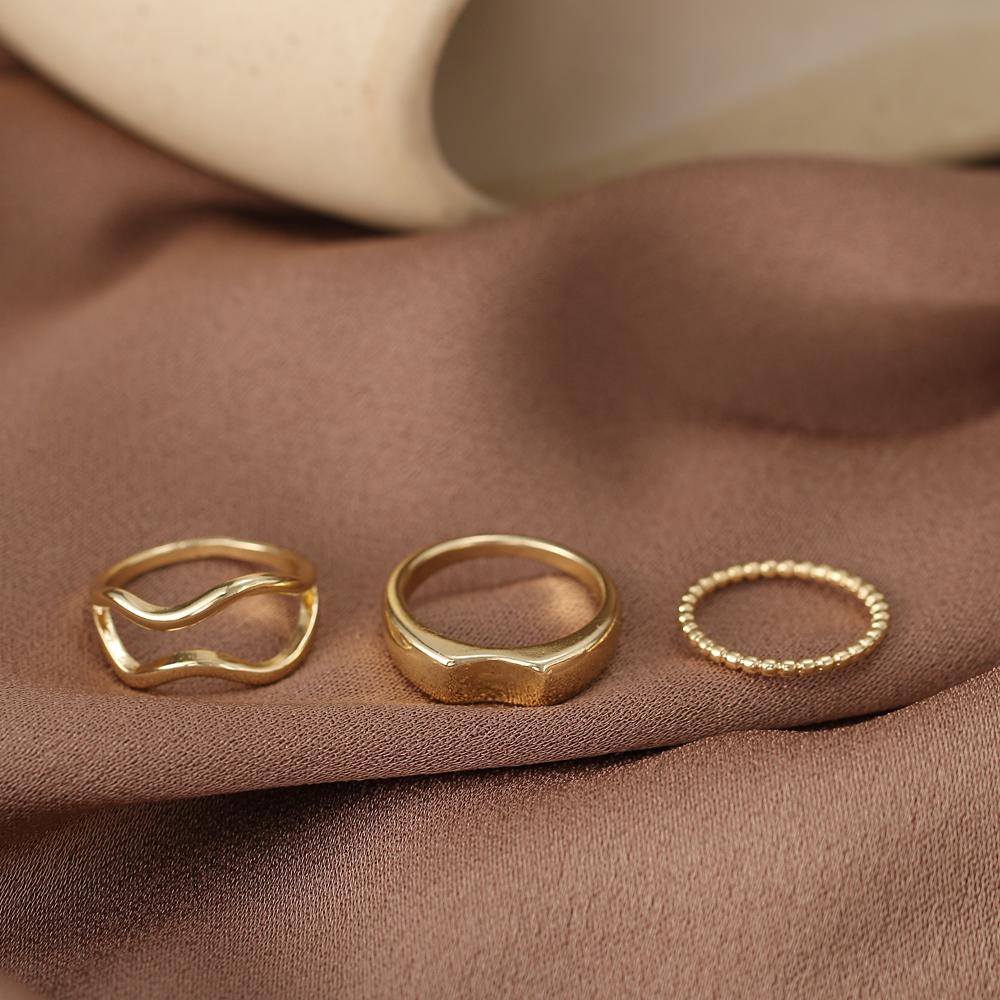 2024 Eye Mask Bead Ring Three-piece Cold Wind Personality Ring Punk Style Ring Fashion Neutral Trend