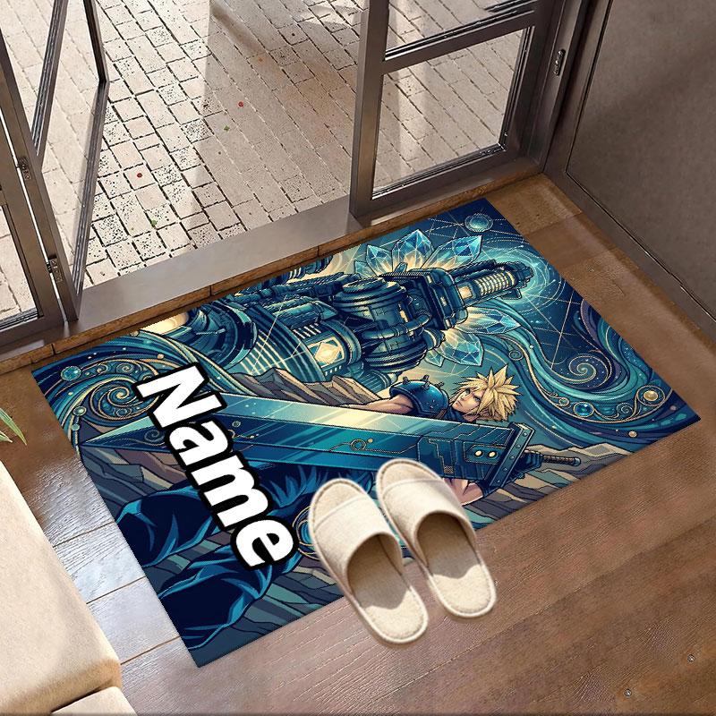 Benutzerdefinierter Name Personalisierter Final Fantasy Druck Teppich, Vielseitiger Heimdekor Teppich, für Spielzimmer, Wohnung, Balkon, Eingangsbereich, Flur Geschenk