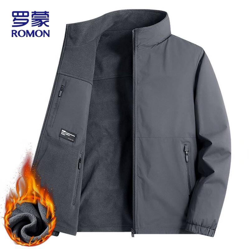 Romon Men's Plus Velvet Thickened Reversible Windproof Jacket
