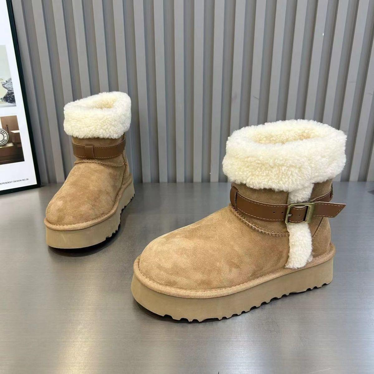 

Jiayun женские зимние плюшевые утолщенные высокие сноубутсы на толстой подошве, новинка 2025 года, хлопковые сапоги, устойчивые к холоду 40