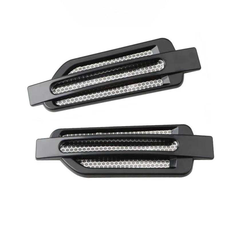 2PCS Universial Car Side Air Vent Fender Body Cover Outlet Intake Sticker Spoiler Grille Trim Exterior Accessories Black/Chrome