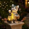 Mother Day Solar Gift Cat Garden Statue, Resin Outdoor Tabby Decor with Auto LED Decorative Lighting Light, IP65 Waterproof Lawn Ornament for