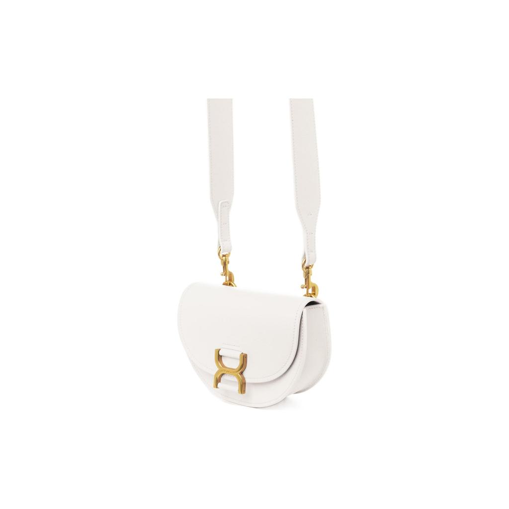 Chloe Marcie Snap Closure Half-Moon Shape Smooth Calfskin And Lambskin Flap Shoulder Crossbody Mini Bag Women Bags White CHC23-AP847K82-110