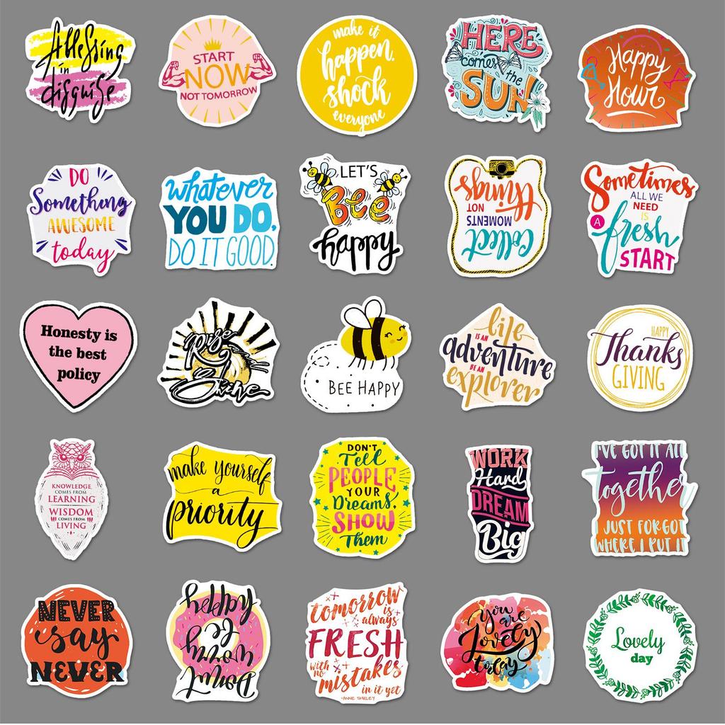 100-Piece Motivational English Graffiti Sticker Set for Laptops, Suitcases, Cars, and Skateboards