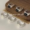 SuChuang S925 Sterling Silver Oval Black Agate & White Chalcedony Women's Ring - Niche Design, Exquisite High-End Feel