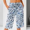 Damesommer Elastisk midje Trykte bomulls- og linsløse shorts