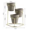 3Pcs Mini Ceramic Succulent Plant Pot Flower Pot Planter Metal Stand Set Display