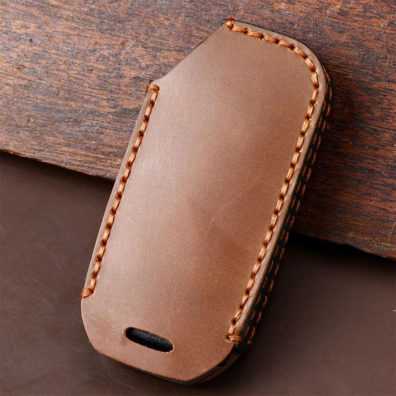 Car Key Case Cover Genuine Leather Keychain Accessories for Kia Ev6 Seltos K5 Sorento Mq4 7 Button Keyring Holder Shell