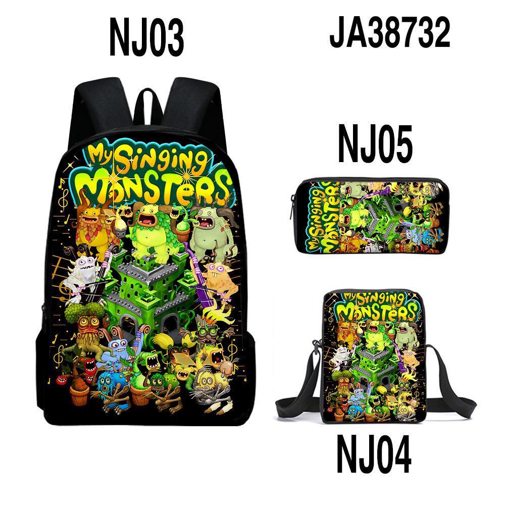 My Singing Monsters Concert Schoolbag Backpack Satchel Pencil Case Backpack Three-Piece Set