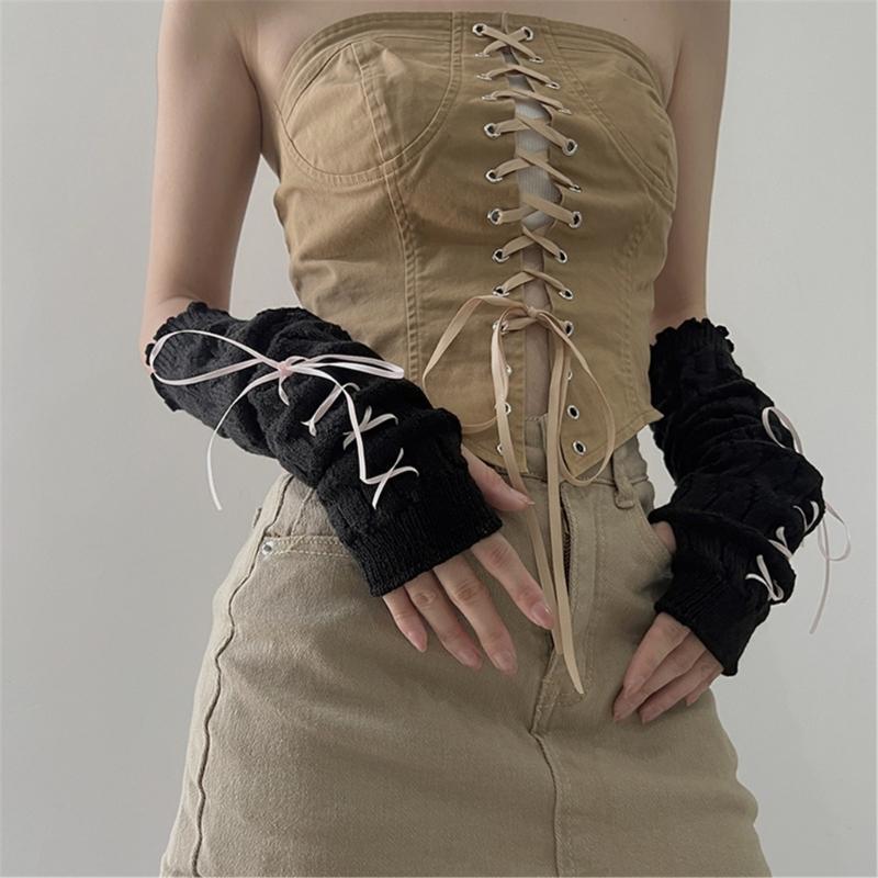 2pack Adjustable Lolitas Fashion Arm Sleeves Stylish Knitted Arm Sleeves Schoolgirl Cosplay Accessories