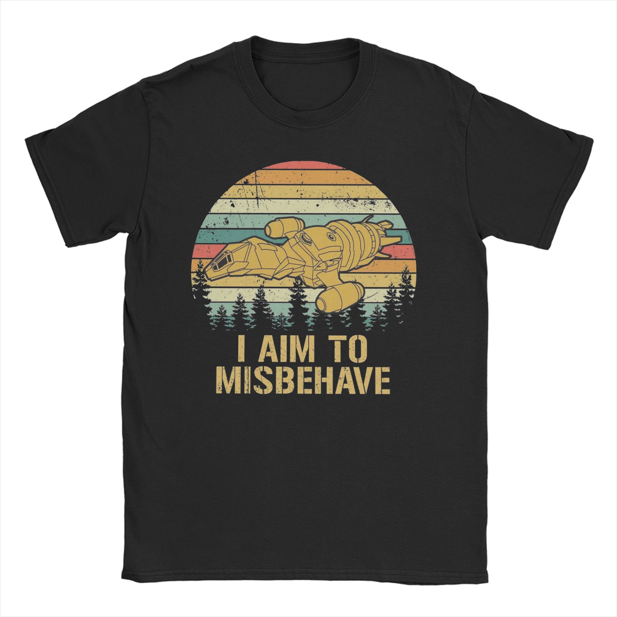 Humor I Aim To Misbehave Firefly Serenity Tshirt For Unisex Unisex Crew Neck Cotton T Shirt Short Sleeve Tees Gift Tops S