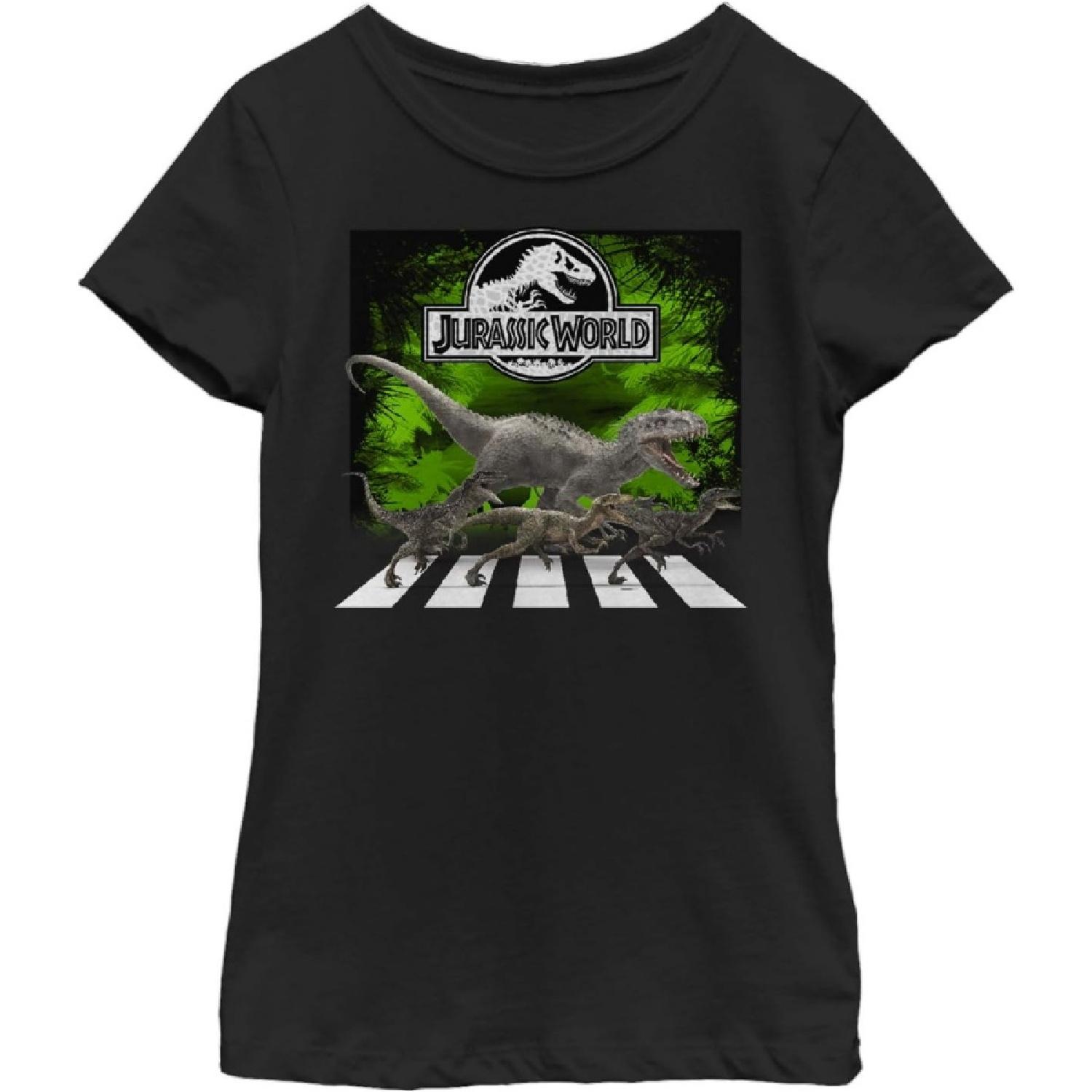 Футболка для девочек Jurassic World Little, Big Dino Road, черная, средняя S
