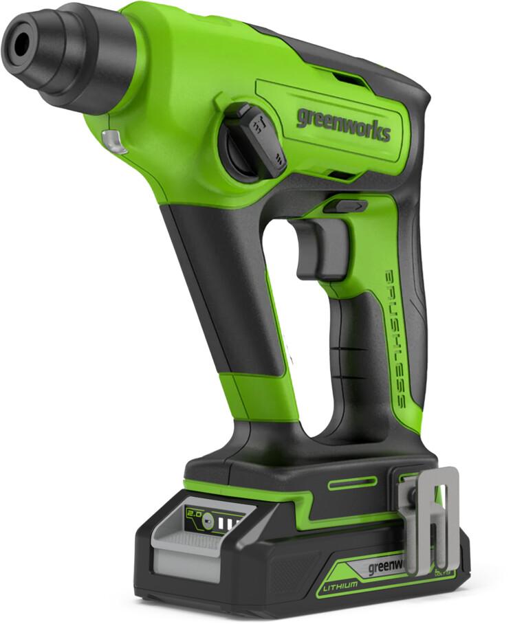 Аккумуляторный перфоратор Greenworks GD24SDS1K2 Schlagbohrer 24V 1,2J SDS-Plus, 2Ah Akku (3803107UA)