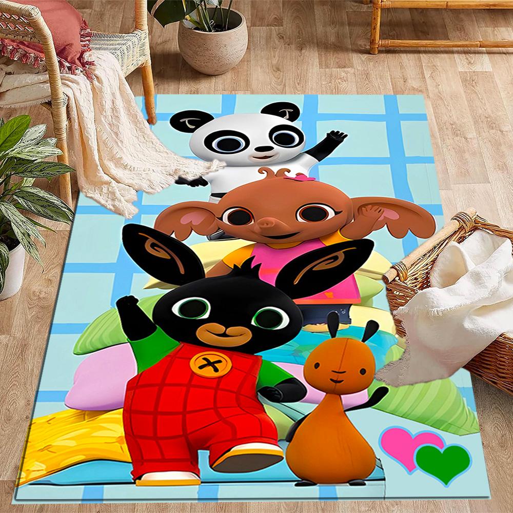 Bing Bunny And Friends Themed Anti-Slip Rugs - Polyester Home Decor, Suitable for Bedrooms, Living Rooms, Doorways, Studios, and Decorations