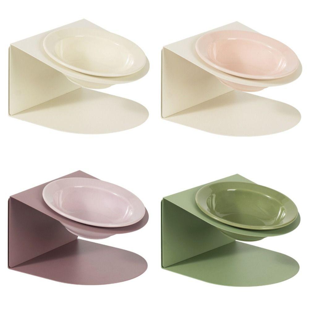 Anti Vomiting Ceramic Cat Bowl Inclined with Magnetic Adjustable Height Stand Elevated Cat Water Bowl Stable Detachable