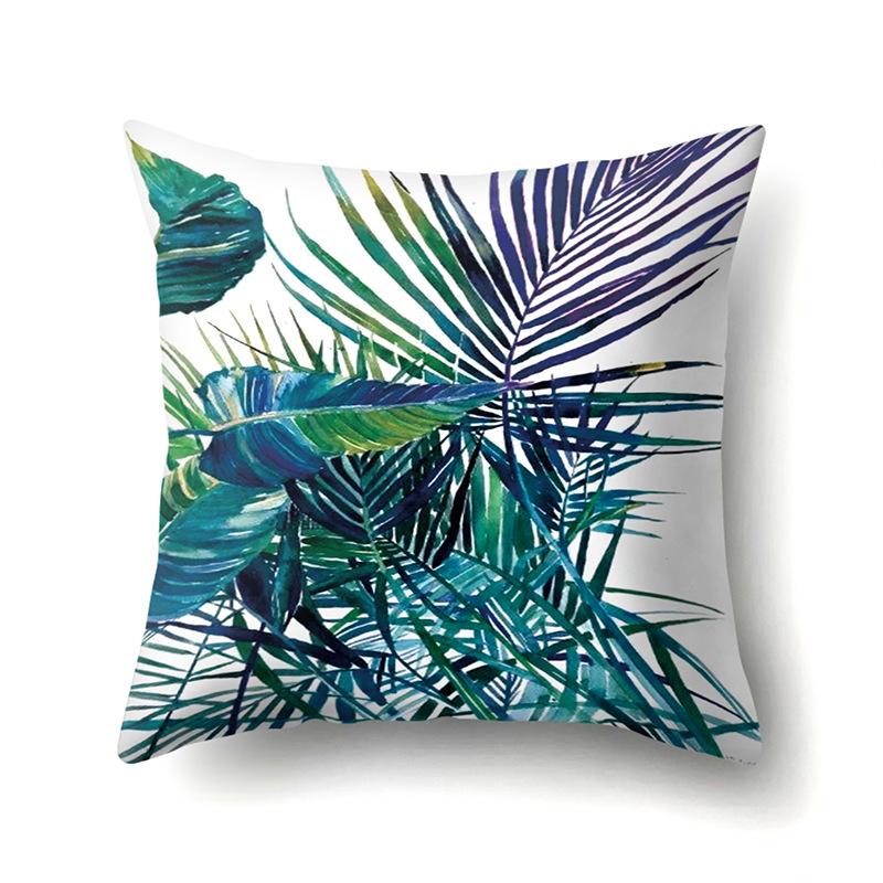 Polyester Pillowcase Nordic Ins Style Plant Flower Print Peach Leather Velvet Pillowcase Car Waist Cushion Cover