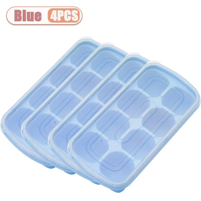 1-4PCS Food Grade Silicone Ice Cube Tray Lid Popsicle Maker Mold Food Freezer Storage Easy Release Soft Ice Tray for Kitchen