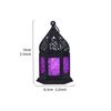 1 Pieza Candelabro Decorativo de Hierro Forjado Retro Europeo de Seis Caras con Vidrio de Color, Candelabro Colgante de Hierro Forjado a Prueba de Viento