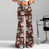 Women's Fashion Loose Drawstring Waist Christmas Printed Casual Sports Pants Casual Flared Pants