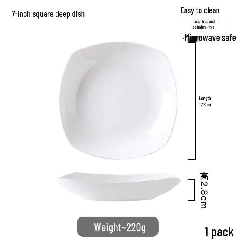 Premium Lead-Free Bone China Square Plates - Microwave Safe, High-Temperature Resistant, Pure White Dinnerware