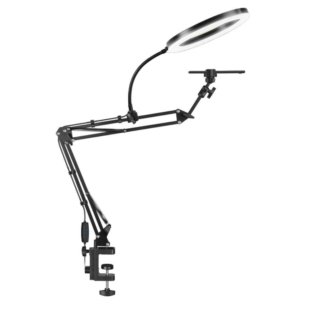 With Fill Light Telescopic Phone Stand Stable Clamp Type Phone Holder  Phone Accessories