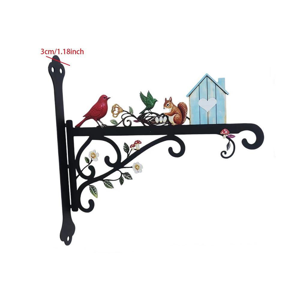 Rustic Style Wall-mounted Hanger Iron Art Bird Cage Rack Plant Hanging Bracket Yard Style C