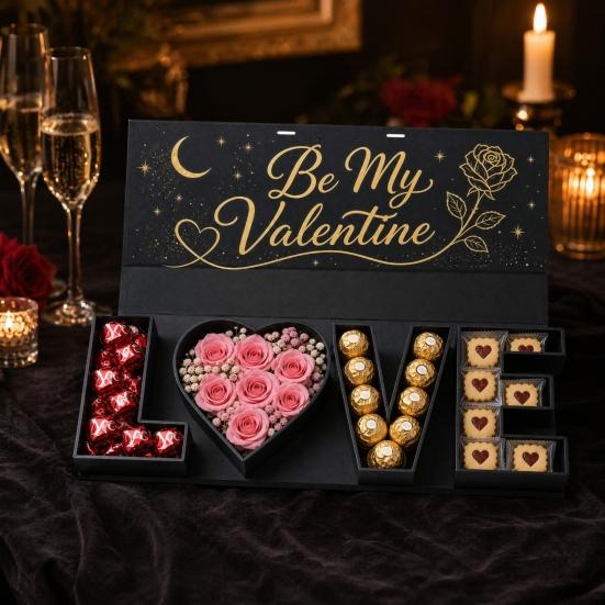 Leere Valentinstag LOVE Briefbox, Romantische befüllbare Geschenkbox, Schokoladen-Erdbeer-Süßigkeiten-Schmuck-Verpackungsbox für Geburtstag, Hochzeitsfeier