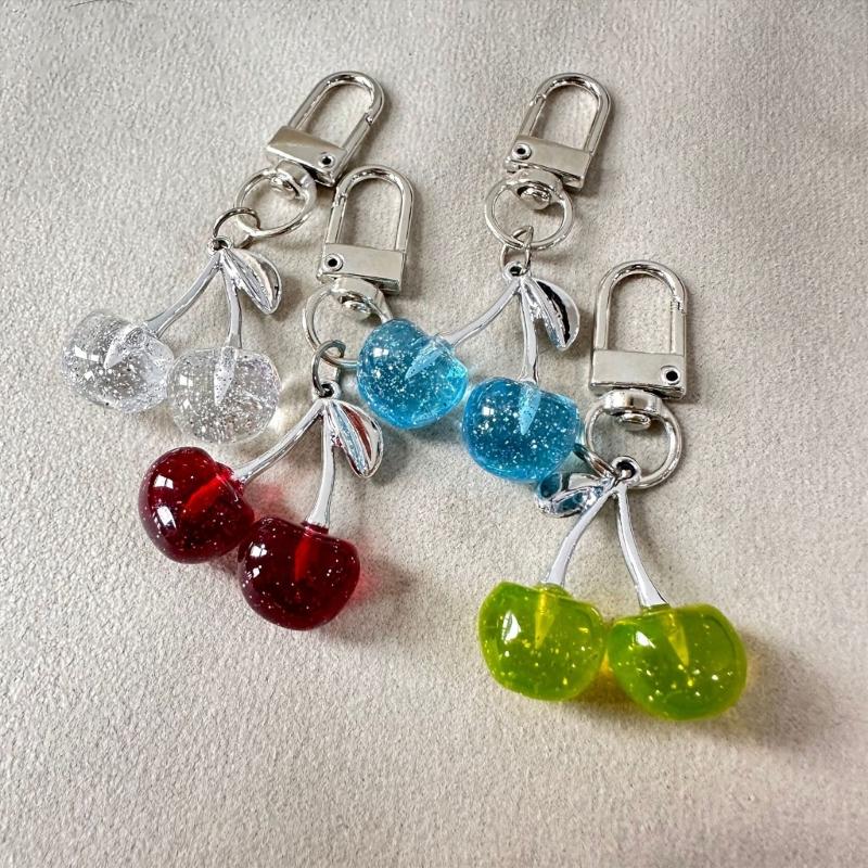 Cherry Charm Keychain Sparkling Multifunctional Crystal Accessory for Purses Backpacks and Car Women's Gift