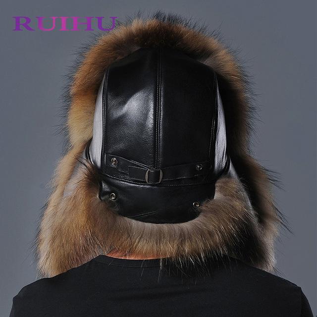 Silver Fox Fur Winter Men's Hats With 