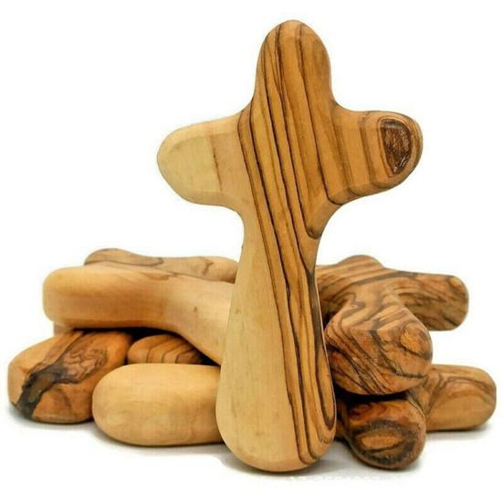 Wooden Cross Decoration Cross My Heart Emotional Support Pocket Hug Handheld Cross Men Women Faith Prayer Encouragement Gift