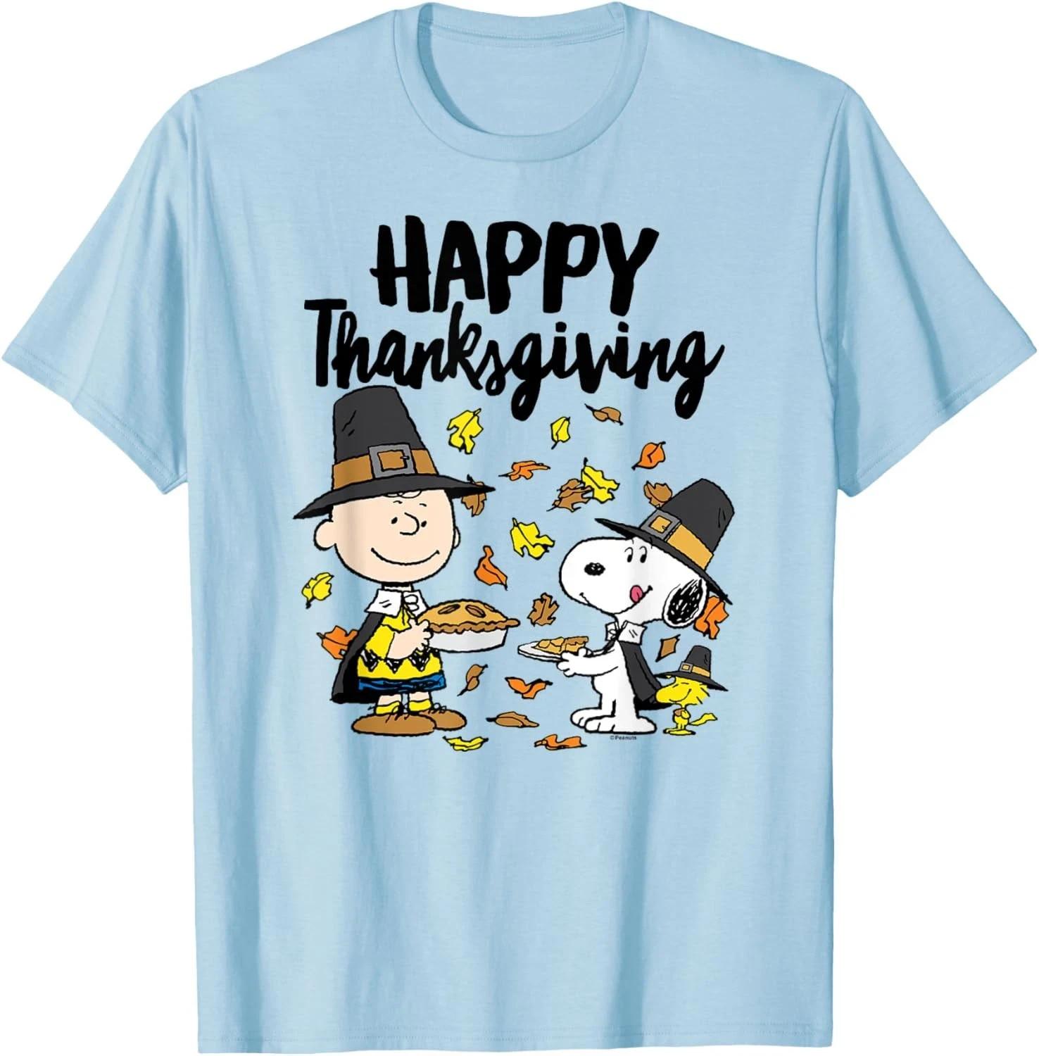 Happy Thanksgiving Charlie Snoopy Woodstock unisex T-Shirt L