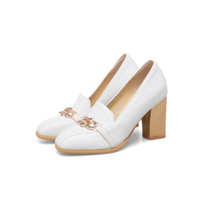 Fashion Elegant High Heels Women Pumps Shoes Spring Brand Black White Heeled Party Office Shoes Luxury Chain Casual Dress Pumps Big Size