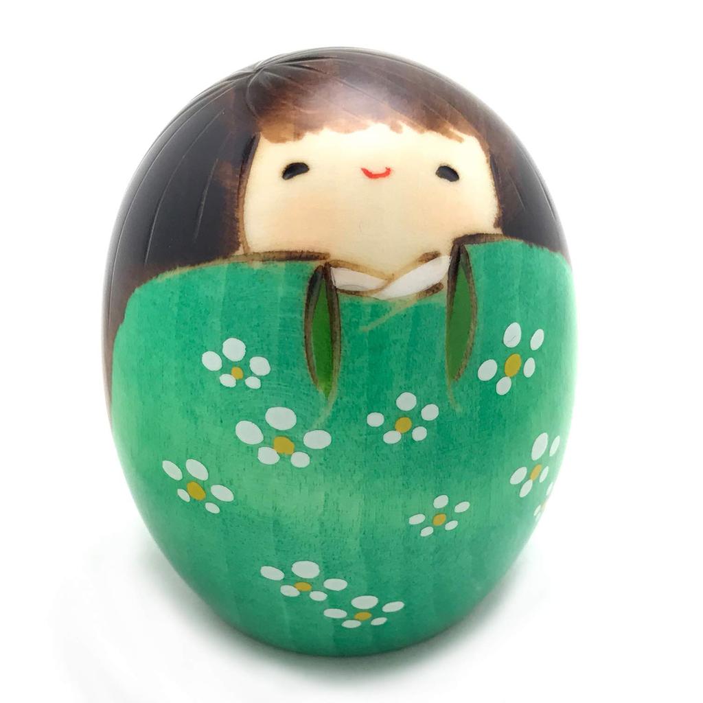 Usaburo Kokeshi Made In Happiness 7cm Doll, Japan, (Small, Green, Tall)