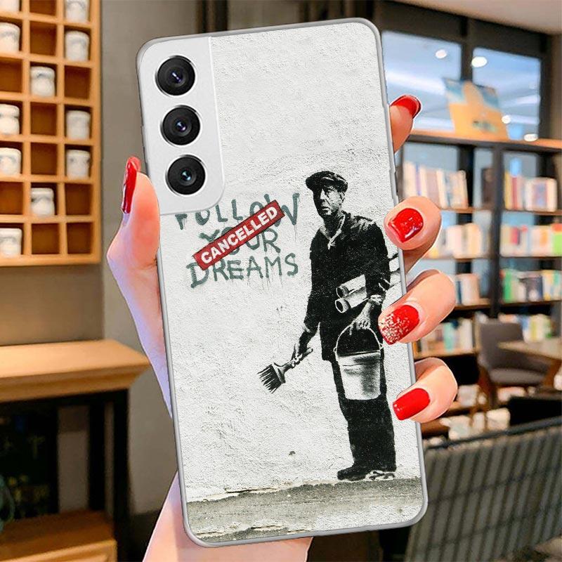 Street Art Banksy Graffiti Cover Phone Case For Samsung Galaxy S26 S25 Edge S24 Ultra S23 S22 Plus S21 S20 FE Soft Fundas Shell