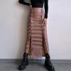 Women's Spring PU Leather Sexy Solid Color Slit Lace-up Hip Skirt Slim Skirt