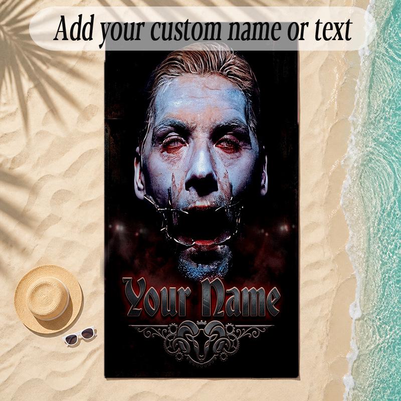 Beach TowelRammstein Custom Name Text Personalized Soft Towel for Beach Pool Indoor Home Decor Gift