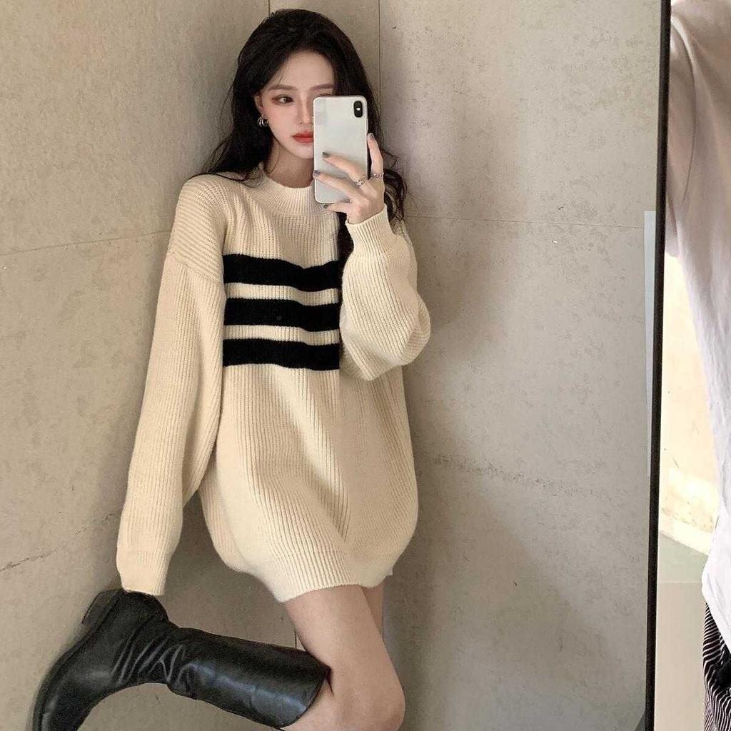 Medium and Long Sweater Loose Women Lazy Style New Spring and Autumn Wear Sweater Pullover Long Sleeve Top