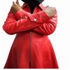 Trench da donna in vera pelle di pecora ROSSA, pelle lunga, soprabito da trench, cappotto MIDI in pelle svasata, abito da CELEBRITY, regalo di Natale, regalo per la moglie