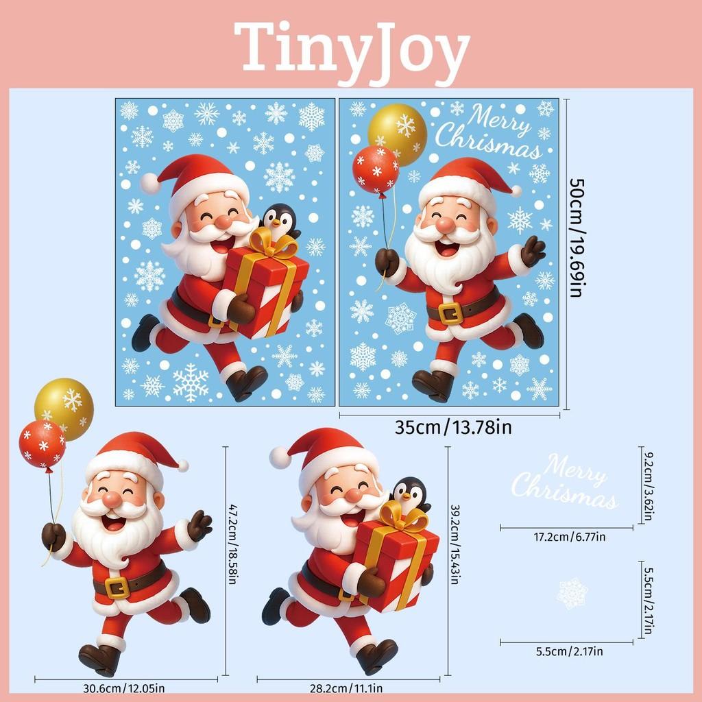 Holiday Stickers Window With Pvc Snowflakes Penguins And Santa For Christmas