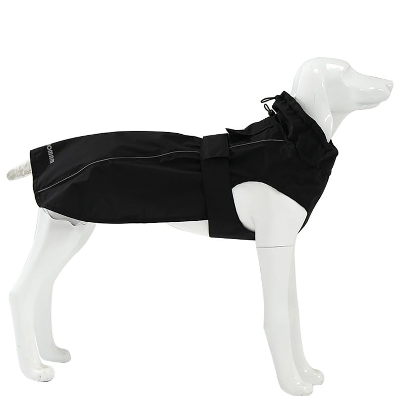 Waterproof Dog Raincoat with Reflective Strip, Adjustable Breathable Rain Coat Jacket with Leash Hole for Dogs