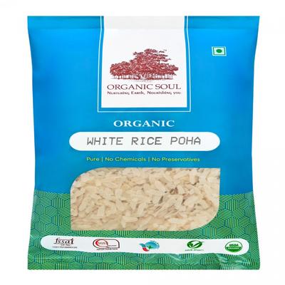 Organic White Rice Flakes (500 G), Organic White Rice Poha, Organic Soul