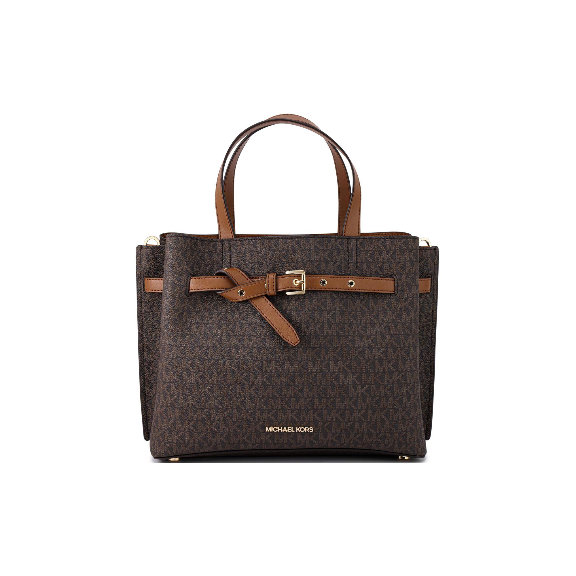 

New MICHAEL KORS Emilia Leather Shoulder Bag, Crossbody Bag, Handbag Large Women s Dark Brown & Light Brown 35F0GU5S3B-BROWN 32.0*15.0*24.1CM