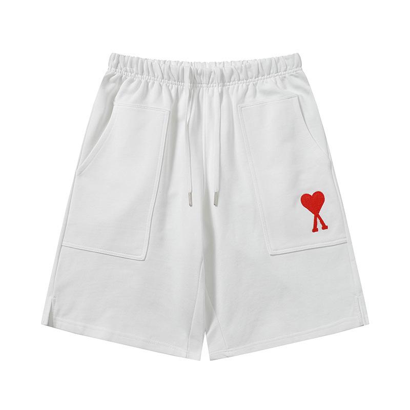 Ami Women's Heart Embroidered Casual Summer Sweatpants - Classic Straight-Leg with Drawstring