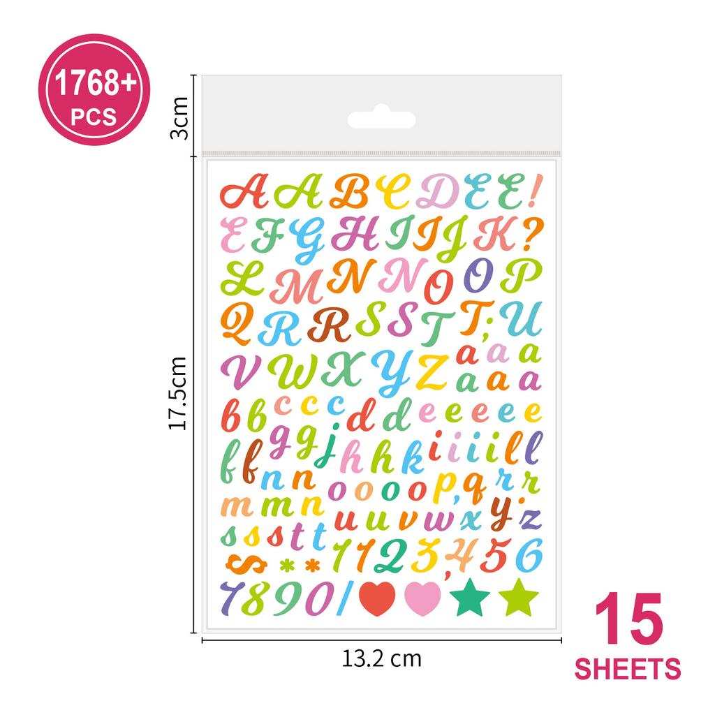 0.5-inch English Letter Sticker Ins Wind Small Size Waterproof Card Decorative Digital Letter Hand Account Sticker