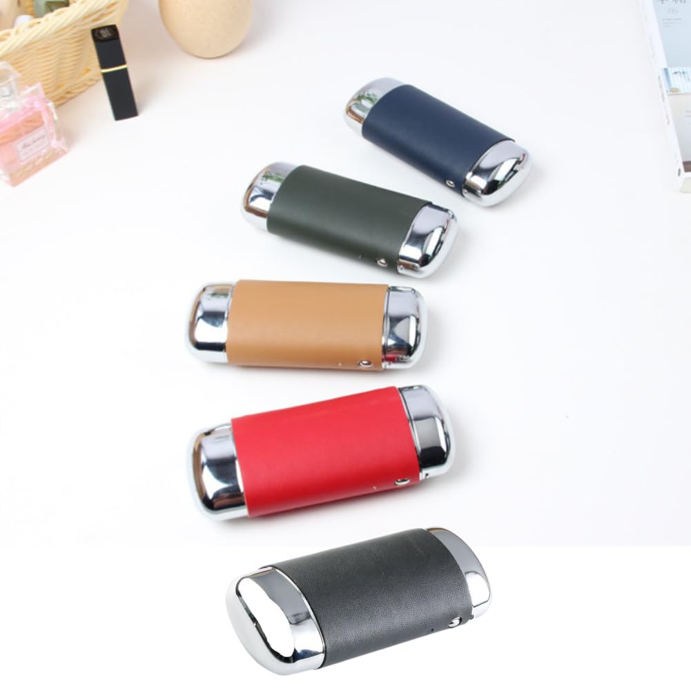 MANATAS Glasses PU Hard for Reading Glasses Case, One-Touch Cylindrical, Simple, Lightweight, Slim, Compact, Leather, Storage, Portable, Vertical,