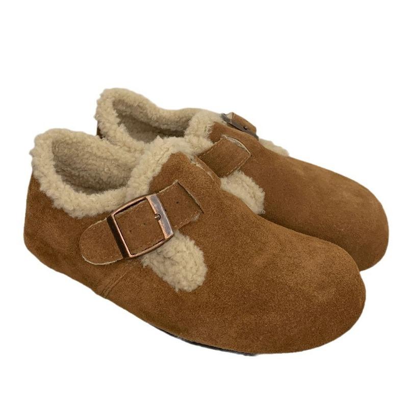 Retro thick-soled fluffy shoes women's shoes wear new autumn and winter matte and fleece warm cotton shoes
