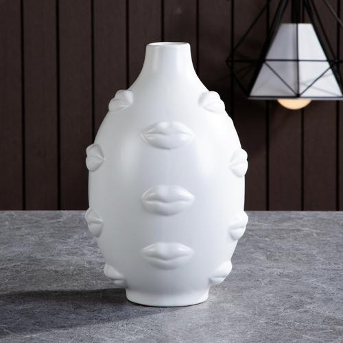 Nordische Keramik-Gesichtsvase Modernes Wohnzimmer Lippenblume Leichter Luxus Ausdruck Halbes Gesicht Dekoration Heimdekorationszubehör