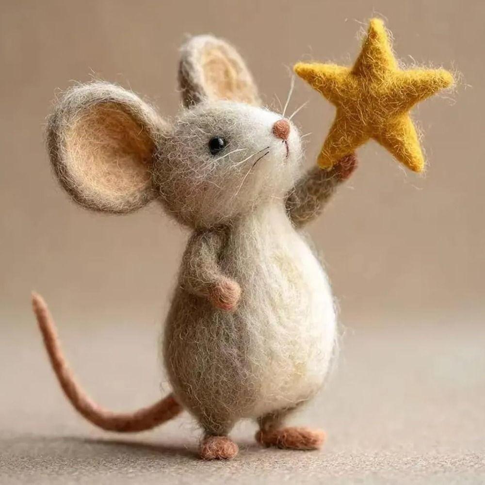 Bastelbedarf Nadelfilzen Sternennacht Filzmäuse Handgefertigte Figur Geschenke Maus Sammlerstück Niedliche Maus Filzmäuse Dekorationen