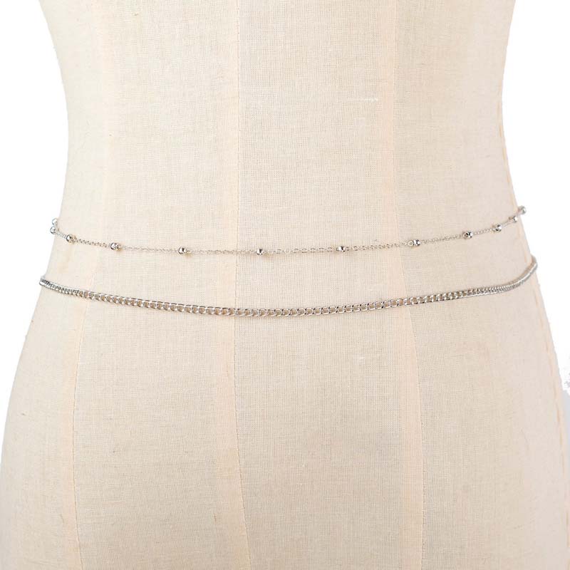 Fashion Metal Double Layered Beads Belly Chains for Women Simple Gold Color Waist Body Chain Beach Party Jewlery Accessories
